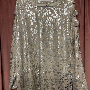 Leopard shimmer glitter long sleeve top